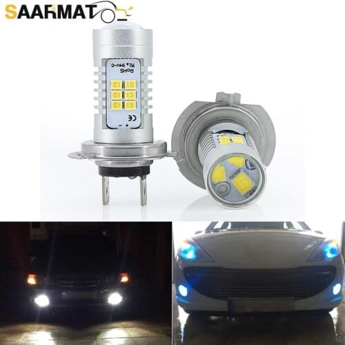 SAARMAT 2* Led CANBUS No error H7 Fog Light bulbs + decoder for car styling Daytime running lamp Plug & Play white Crystal blue