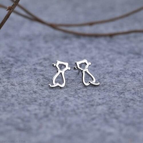 RETTI lovely cat Stud Earrings For Women Fashion Girl Gift 925 Sterling Silver Jewelry allergy