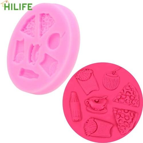 Pizza French Fries Coke Coffee Chocolate Party DIY Cake Chocolate Mold Wedding Cake Decorating Tools Silicone Mold
