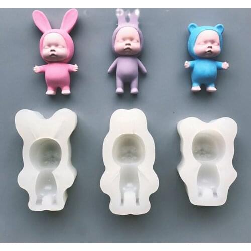 Silicone Sleep Doll Epoxy Resin Molds Cute Beanies Doll Non-Stick Chocolate Jelly Baking Mold Resin Casting Mold Tools