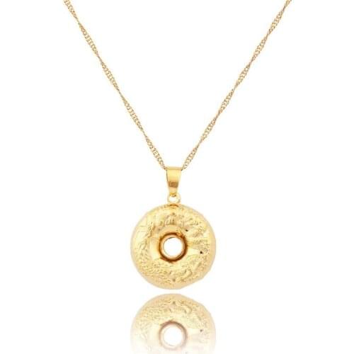 Traditionnal Chinese dragon pendant gold color dragon pendant jewelry with 45/60cm chain necklace