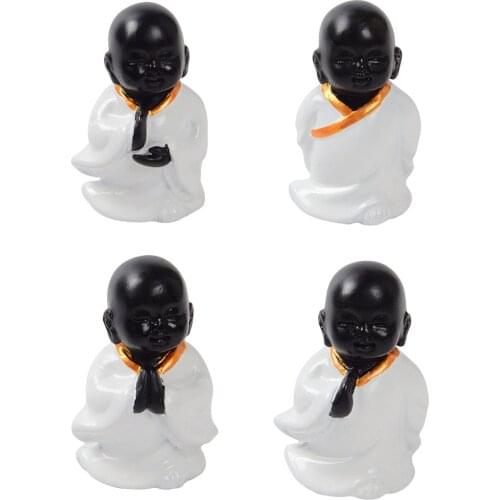 Resin Little Monk Figurine Small Buddha Statue Home Desk Housewarming Gifts