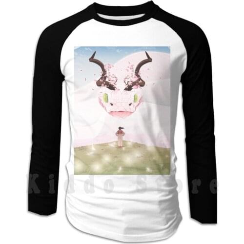 Brave hoodie long sleeve Dragon Snake Girls Brave Horns Sakura Flowers Fantasy Magical Koi Fish Lights Sky