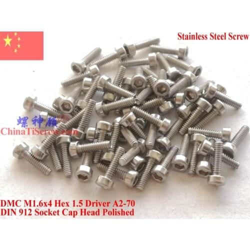 Stainless steel screws M1.6X6 DIN 912 Socket head A2-70 Polished ROHS 100 pcs