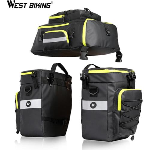 WEST BIKING Mountain Bike Bags Waterproof 75L Big Capacity Cycling Travel Bag 3 in 1Rack Trunk Rear Bag Pannier Shoulder Bags