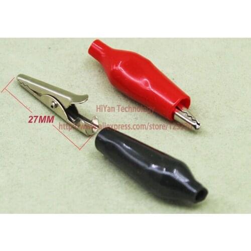 50pairs/lot HWCL-01 Small Size Alligator Clips 50pcs Red & 50pcs Black Test Probe Clamp Clip Length 27MM