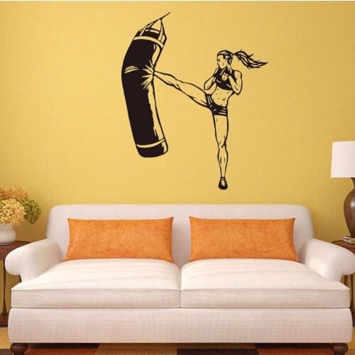Woman Boxing Sandbags vinyl wall decal home decor living room diy art mural sports removable wall stickers