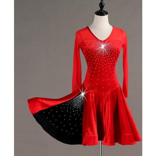 Women New Shiny Rhinestone Sexy Dress Latin Dance Adult Modern Dance Tango Waltz Dinner Big Weft Tail Long Dress Evening Dress