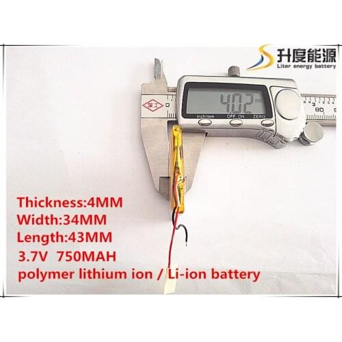 10pcs [SD] 3.7V,750mAH,[403443] Polymer lithium ion / Li-ion battery for TOY,POWER BANK,GPS,mp3,mp4,cell phone,speaker