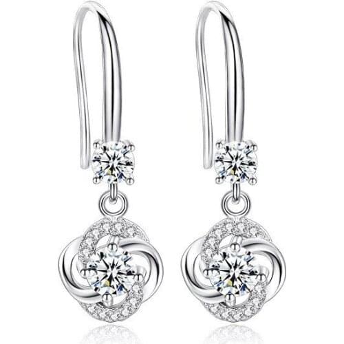 2021 New Style Sapphire Earrings White Copper Plated Earrings Long Temperament Stud Earrings For Ladies Earrings Gift