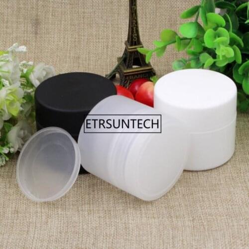 50g 100g PP Empty Plastic Jars For Cream Makeup Containers Double Layered Handcream Jars Black White Clear F20171078