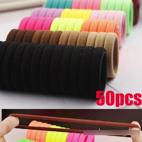 50Pcs Women Girls Hair Band Ties Rope Ring Elastic Hairband Ponytail Holder New Wholesale Rubber Band Kids Hair Accessories Hair
