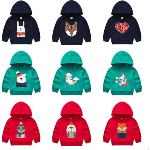 BBD Toddler Hoodies Boys Girls Spring Cotton Terry Cartoon Long Sleeve Hooded Active T-Shirt New 2-7 Years Delicate Kids Clothes