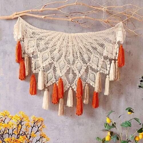 Bohemian Cotton Rope Wall Decoration Woven Tapestry Pendant Tapestry Desktop Hollow Table Cloth Multi Purpose