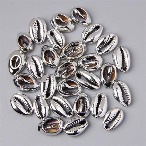 30Pcs Plating Silver Color Seashell Cowrie Conch Beads Beach Jewelry Accessories for Women Sea Shells Earrings Bracelet Necklace