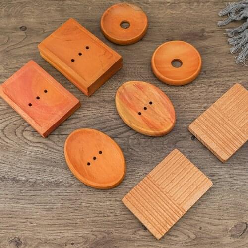 Japan Style Sapele wood square oval soap holder simple wooden drain handmade soap box