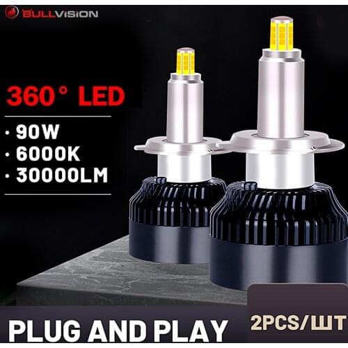 H7 Led Lights Mini 90W H1 H9 H11 H8 Light Bulbs On Cars Super Bright For Auto HB4 9006 HB3 9005 Car Lamps 360 Degree Car Tuning