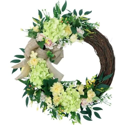 Artificial Hydrangea Wreath Spring Wreath for Front Door Indoor Outdoor Wall Window Wedding Farmhouse Home Decoration