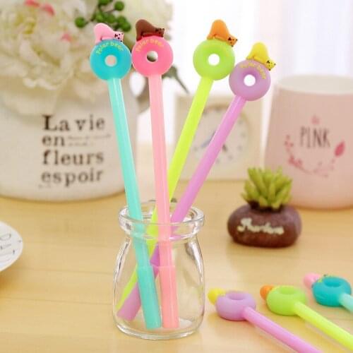 Kawaii Color Donut Pens Caneta Cartoon Polar Bear Pen For Writing Kids Gift Cute Korean Stationery Office School Supplies
