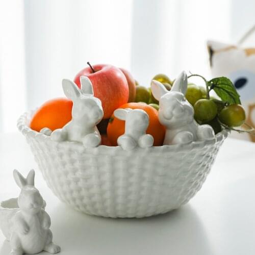 Creative 3D Rabbit Ceramic Separate Bowl Fruit Salad Plate Egg Tray Cake Plate Kitchen Decora Wedding Gift ramen bowl CL102802