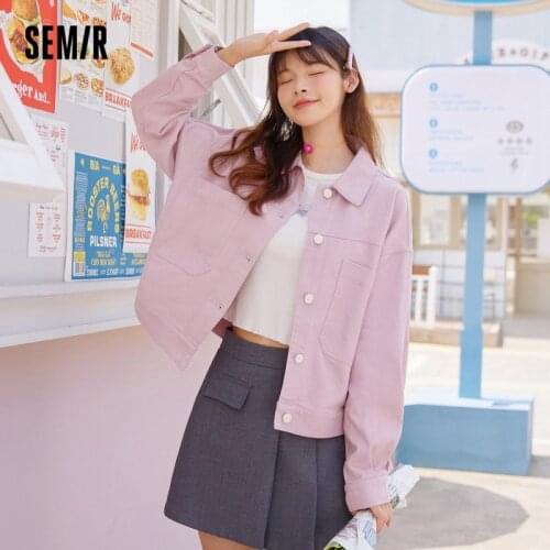 SEMIR Women Jacket Spring Autumn All-Match 2021 New Loose Short Jacket Sweet Korean Ladies Clothes