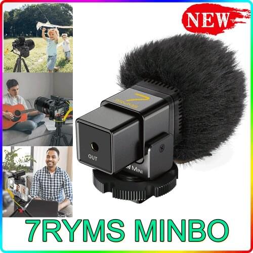 7RYMS MINBO Mini Compact Cardioid Conderser On Camera Microphone 3.5mm TRS for Camera Phone Video Recording YouTube Live New