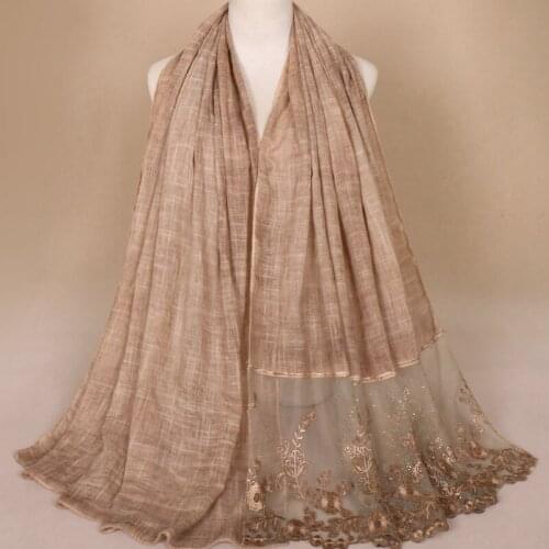 Fashion flower lace diamond patchwork hijab scarf cotton headband shawls hijab summer muslim pashmina scarves/scarf 180*80cm