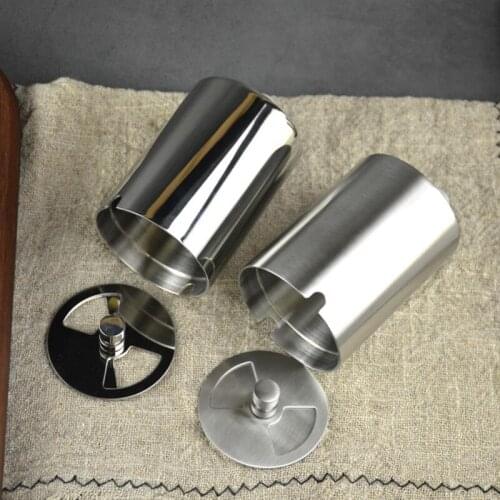 Large Tube-shape Pillar Windproof Ashtray Stainless Steel Smoke Cup Swivelling Cover Sealed Ashtray KTV Matte Metal Tobacco Jar