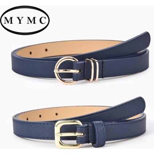 MYMC Women Fashion Simple Small Belt Solid Color Pin Buckle Decorative Dress Jeans Ladies Belts