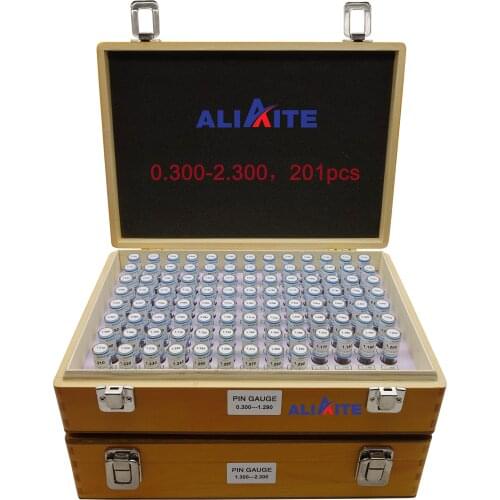Pin gauge set 0.300-2.300(step: 0.01,201pcs) aliaite pin plug gauge set