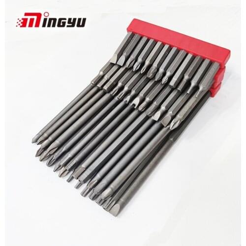 12pcs 50 75 150mm Long Bit Set For Screwdriver Hand Tool 1/4inch Shank U TO Shape PZ PH Torx Hex Screw Driver Bits With Holder