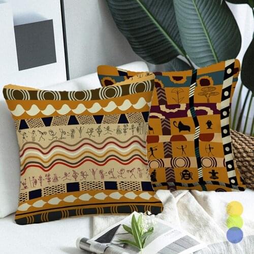 Retro Cushion Cover Ethnic Tribe Pillow Covers Vintage Fauxlinen Decorative Pillows for Living Room Pillowcease Car Home Decor