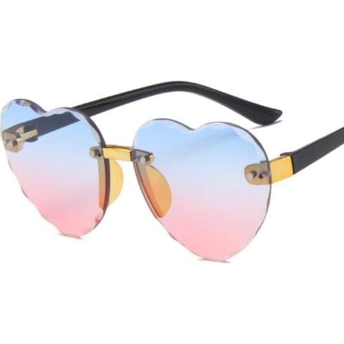 2021 New Heart Rimless Kids Sunglasses Fashion Heart Shape Children Sun Glasses Girls Outdoors Travel UV400 Protection Eyewear