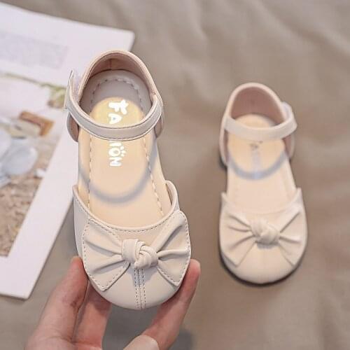 Spring and Summer 2021 New Korean Baby Girl Toddler Baotou Sandals Kids Bow Princess Sandales Children Fashion Leather Shoes