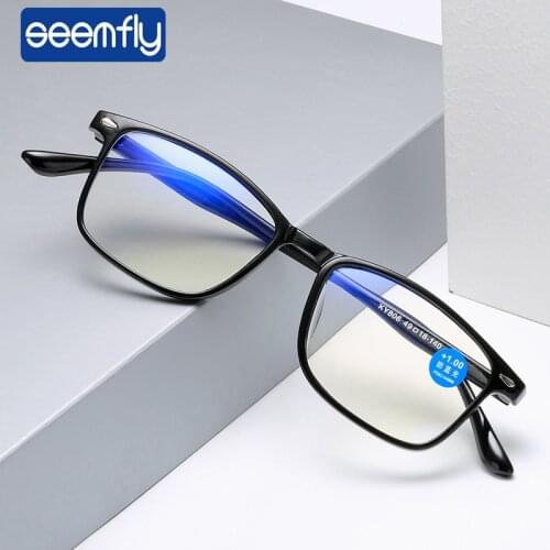 Seemfly Anti blue Light Reading Glasses Square Foldable Computer Eyeglasses Women Men Presbyopia Diopter +1.0 1.5 2.0 2.5 3 3.5