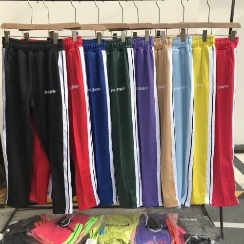 Palm Angels striped side zipper retro campus mens womens sports casual 26222656590