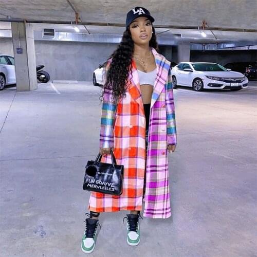 HAOYUAN Sexy Plaid Jackets for Women Plus Size Fashion Fall Long Sleeve Outwear Clothing Elegant Streetwear Oversized Top Blouse