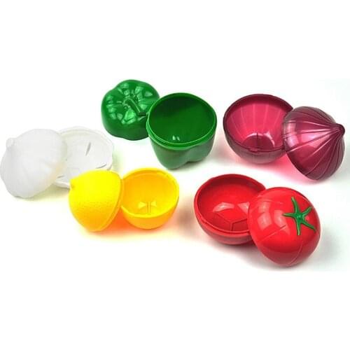 Hot Plastic Vegetable Shape Food Storage Box Organizer Pepper Tools Holder Kitchen Tomatoes Garlic Onion Green Accessories F2A5