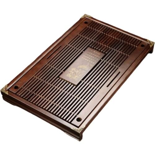Simple Tea Tray household small drawer type wooden Kung Fu tea set drainage water storage solid wood tea table Teaware