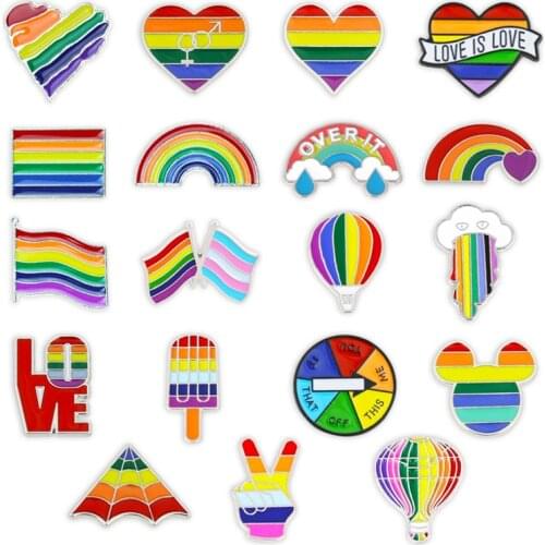 Rainbow Heart Cloud Brooch Sheep Mouse Heart Flags LGBT Brooches Intersex Badge Clothes Lapel Pins Couple Jewelry Gift