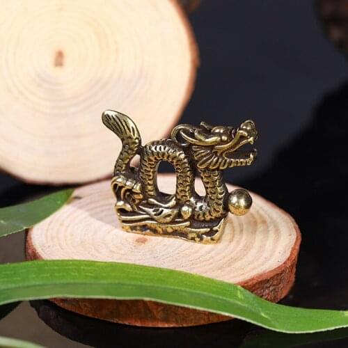 Crafts Pure Copper Mini Dragon Animal Carved Ornaments Small Statue Figurine Miniature Home Store Office Decoration