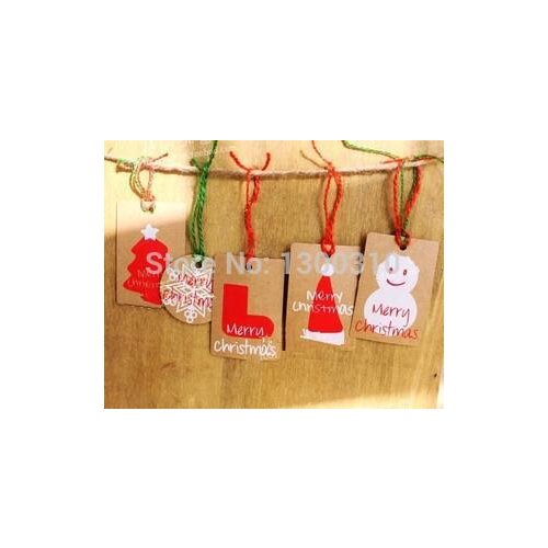 Christmas Design Gift tags,Santa Claus,Snowman,X'mas tree...Holiday Decoration tag "With String" 250pcs/lot