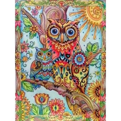 Landscape Owl Printed Fabric 14CT Cross Stitch DIY Embroidery Set Handmade Craft Handiwork Needlework Wholesale Floss Home Decor