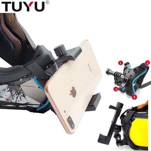 TUYU Motorcycle Helmet chin Mobile Phone Holders Stands For moto DJI Mountain Dog GoPro Camera Recorder Ride Mount stand holder