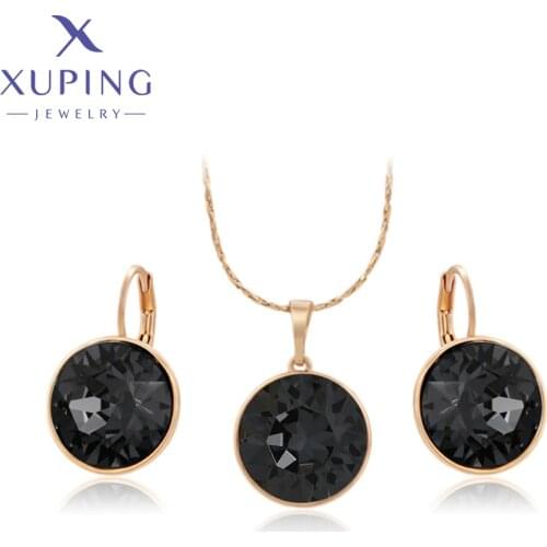 Xuping Jewelry Popular New Design Crystals Jewelry Set with Necklace and Earrings for Women Girl Gift