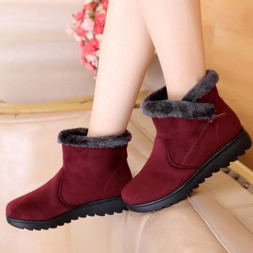 Suede women winter ankle boots 2021 casual flat non slip keep warm fur female snow boots women shoes zipper winter shoes woman