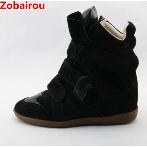 Zobairou black red suede leather cowboy ankle boots for women high top causal botas zapatillas plush latex punk shoes woman 2021