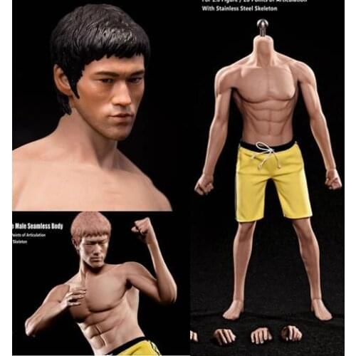 1/6th Super flexible male figure Asian muscle seamless body with metal skeleton for 12" action figure doll Model Collectible toy