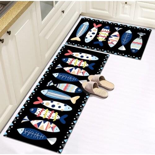 2pcs/set Long Anti-slip Kitchen Mat Set Rubber Backing Entrance Doormat Runner Rug Set Balcony Porch Bathroom Bath Carpet
