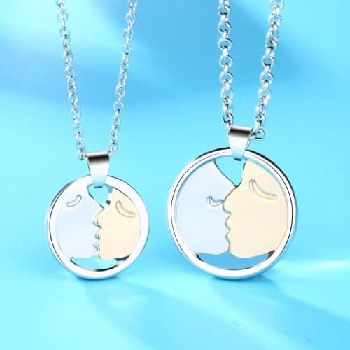 2Pcs/set Minimalist Lovers Matching Friendship Pendant Couple Necklace For Women Men Jewelry Round Puzzle Choker Accessories